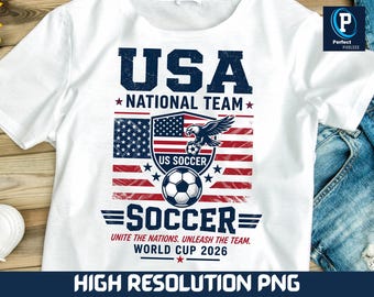 USA Soccer World Cup 2026 Png, USA National Team Soccer Shirt Design, Patriotic Football Fan Png, USA Flag Soccer Sublimation