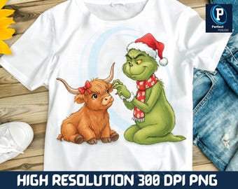 Highland Cow Christmas PNG, Mean Guy, Western Cowgirl (Digital Download)