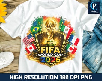 World Cup 2026 PNG, Soccer Trophy Badge Clipart, Football Logo PNG, International Flags Design, Sublimation File