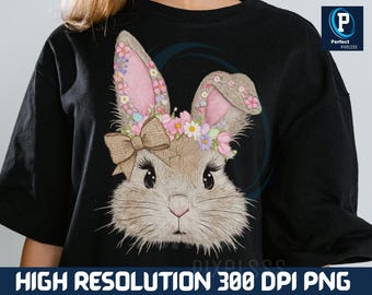Happy Easter Bunny png, Retro Floral Bunny png, Coquette Easter Bunny png, Easter Sunday png, Trendy Easter Day png, Bow Bunny png, Spring