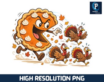 Retro Thanksgiving Pumpkin Pie Chasing Png, Funny Thanksgiving Turkey Png, Fall Vibes Png, Pumpkin Season Png, Turkey Day Shirt Design