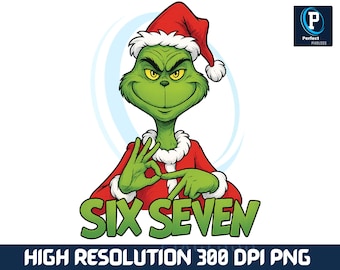 Funny Christmas Green Guy Meme PNG | Viral Six Seven Design (Digital Download)