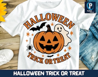Retro Halloween PNG: Trick or Treat Doodle Clipart (Digital Download