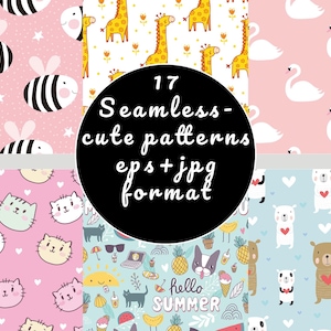 Cute Digital Patterns - 17 Seamless Designs