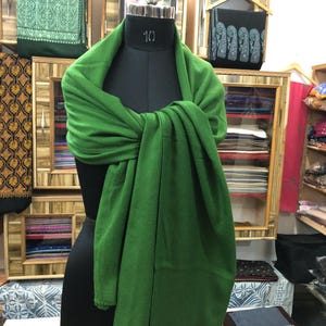 Emerald Green Wool Cashmere Shawl | Soft Winter Wrap | Handmade Luxury Scarf for Women & Men