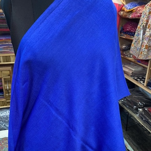 Royal Blue Cashmere Wool Shawl | Lightweight Soft Wrap | Elegant Winter Scarf for Women & Men.