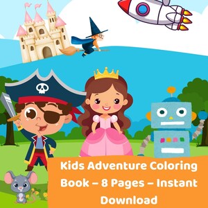 Kids Adventure Coloring Book | Printable Coloring Pages | 8-Page Digital Download