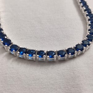 Sapphire Gemstone Tennis Chokers necklace in 925 Sterling sliver