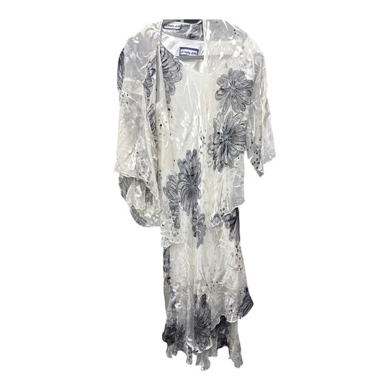Simply Silk 2Pc Set Devore Floral Kimono Topper Slip Dress Quiet Luxury View 2