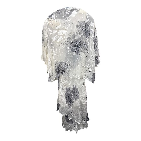 Simply Silk 2Pc Set Devore Floral Kimono Topper Slip Dress Quiet Luxury View 3