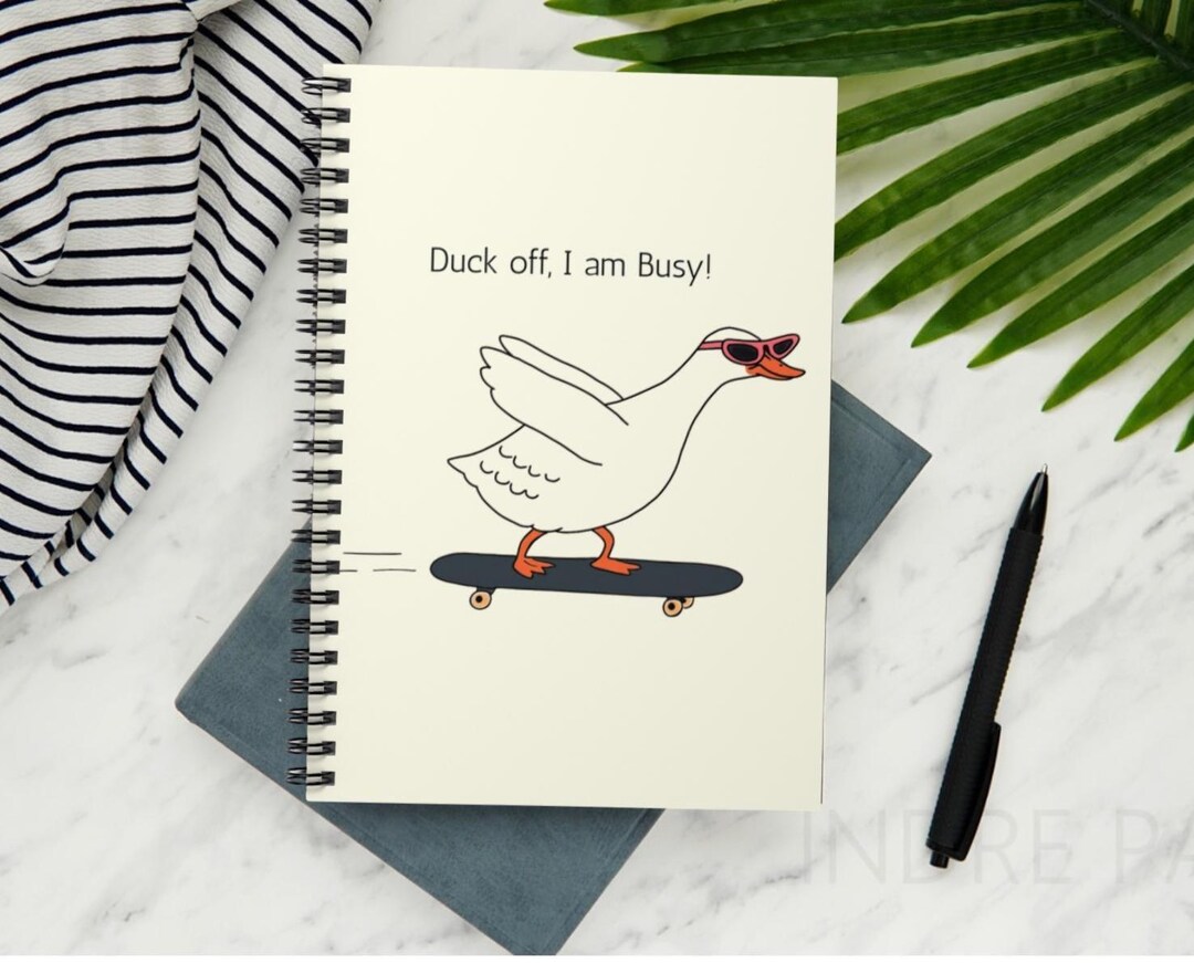 Notebook Goose Silly Goose Spiral Notebook Funny Goose Gift Goose With Sunglasses Cute ...