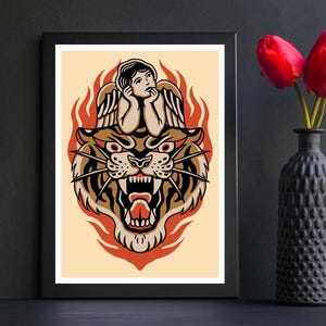 Amerykański tradycyjny tatuaż Flash Art Print: Dekoracja ścienna w stylu vintage