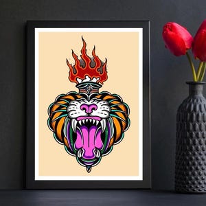 Amerykański tradycyjny tatuaż Flash Art Print: Dekoracja ścienna w stylu vintage