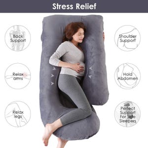 J-Shape Full Body Pregnancy Pillow: Velvet Maternity Support