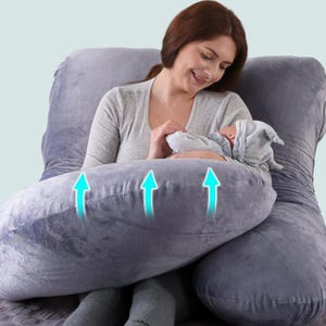 J-Shape Full Body Pregnancy Pillow: Velvet Maternity Support