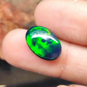 AAA+ Smooth Fire Black Opal, 15.5x10.5mm Black Opal Cabochon Natural Black Ethiopian Opal Multi Fire Black Opal Stone, Black Opal Loose Gems