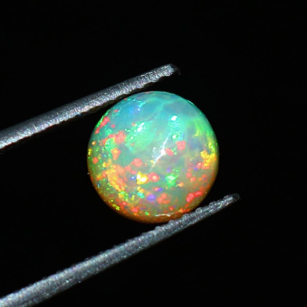 AAA+++ Grade Natural white Opal Stone_ Opal Cabochon_ Welo Opal_ Rainbow Fire Opal _ Ethiopian Opal _Fire Opal _October birthstone Round 7MM