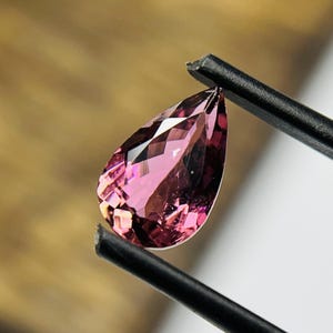 Faceted Pink Tourmaline Pear Gemstone: 1.71 Ct Crystal for Jewelry