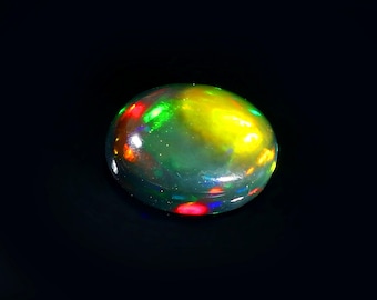 AAAAA Grade Natural Black Opal Cabochon Gemstone+Welo Fire Black Opal+ Handmade Oval Shape Opal+October Birthstone Gemstone, Size 10x8MM.