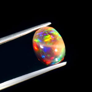 8x6mm Welo Fire Opal Cabochon: Natural Ethiopian Black Opal Gemstone
