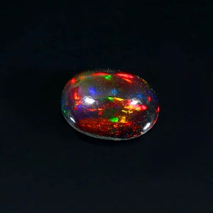 10x8mm Natural Ethiopian Black Opal Cabochon: Welo Fire Opal Gemstone