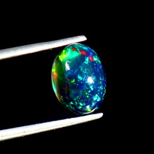10x8mm Natural Ethiopian Black Opal Cabochon: Welo Fire Opal Gemstone