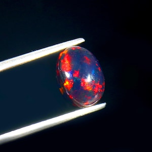 11x9mm Ethiopian Black Opal Cabochon: Multi-Fire Oval Gemstone