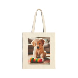 Adorable Puppy Cotton Canvas Tote Bag | Dog Lover Gift, Eco-Friendly Shopping Bag, Cute Pet Tote, Animal Lover Accessory, Birthday Gift