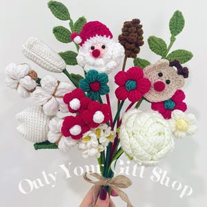 Christmas Special Bouquet, Handmade Crochet Flowers, Handmade Xmas Knitted Flowers, Xmas Special Gift for Her, Mom, Christmas Home Decor