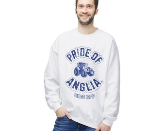 Stolz von Anglia Sweatshirt |  Blauer Traktor Rundhals | Suffolk Fußballfan | Seit 1878