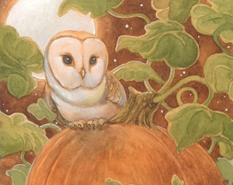 Harvest Moon Barn Owl 8.5x11 signed Print