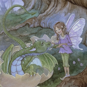 The Hatchling Dragon and Fairy 8.5x11 Signed Print