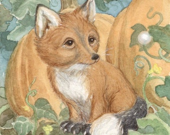 Pumpkin Fox 8.5x11 Signed Print