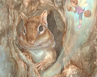 Nutcracker Chipmunk 8.5x11 Signed Print