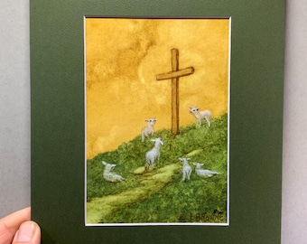 My Shepherd 5x7 Signed Print with 8x10 green mat