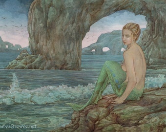 Impresión firmada de Allure Mermaid de 8.5 x 11 pulgadas