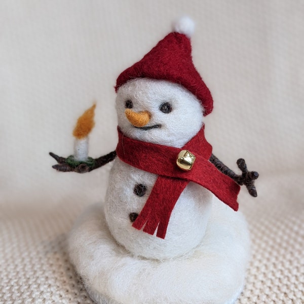 Whimsy Woolie Let it Shine Snowman #8 OOAK Ready to Ship Needle Felted Sculpture