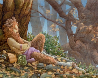 Impresión firmada de Solitude Faun de 8,5 x 11 pulgadas