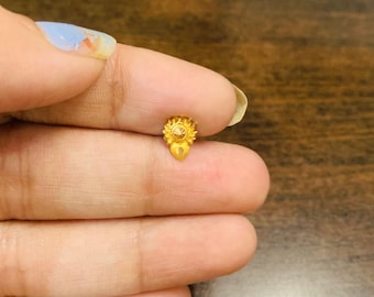 22k Gold Nose Pin - Solid Gold Nose pin - Nose Piercing stud - Solid Gold Nose Stud - Indian Nose Stud - Rajasthani Gold Nose Stud