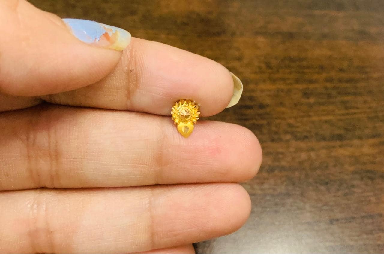 22k Gold Nose Pin - Solid Gold Nose pin - Nose Piercing stud - Solid Gold Nose Stud - Indian Nose Stud - Rajasthani Gold Nose Stud