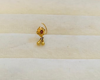22k Gold Dangle Nose Stud – Handmade Indian Nose Piercing