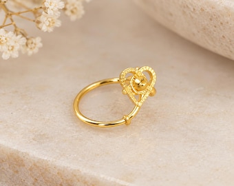 22k Gold Heart Nose Stud – Indian Nostril Pin