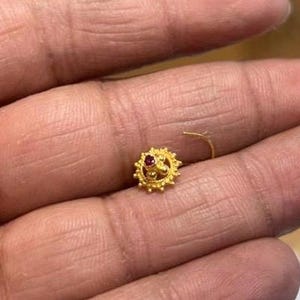 22k Gold Nose Pin - Solid Gold Nose pin - Nose Piercing stud - Solid Gold Nose Stud - Indian Nose Stud - Rajasthani Gold Nose Stud