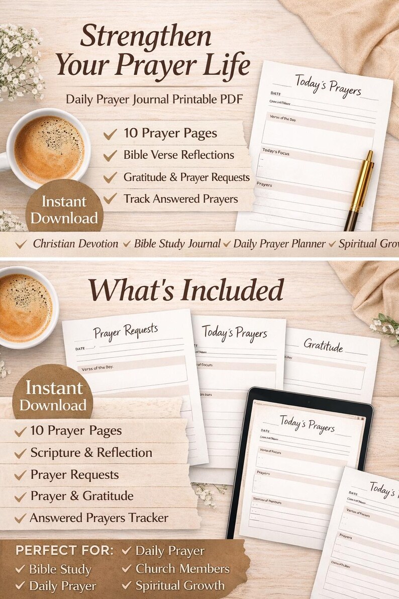 Prayer Journal Printable PDF | Daily Christian Prayer Planner | Bible ...