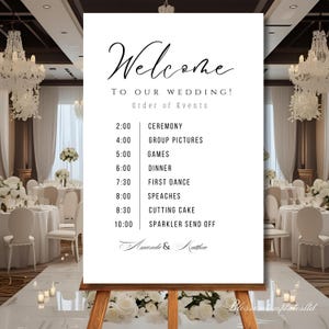 MINIMAL Wedding welcome timeline sign Template, Editable Simple wedding Order of The Day Signage, Wedding Order of Events Poster Download