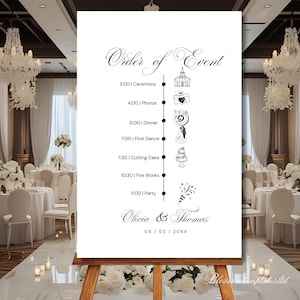 MINIMAL Wedding welcome timeline sign Template, Editable Simple wedding Order of The Day Signage, Wedding Order of Events Poster Download