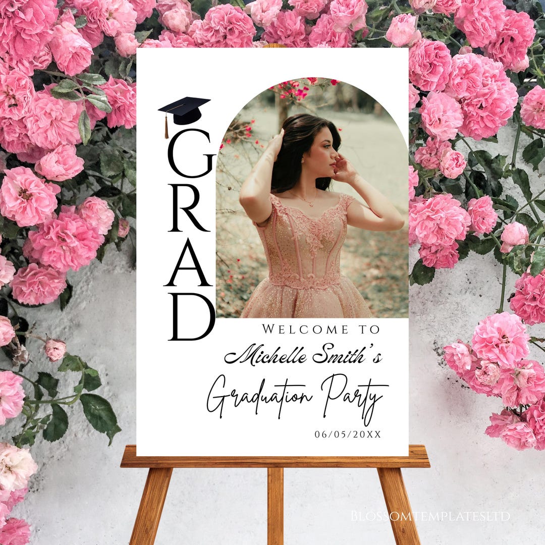 Graduation Digital Sign Photo Graduation Welcome Sign Template, Minimalist Graduation Welcome ...