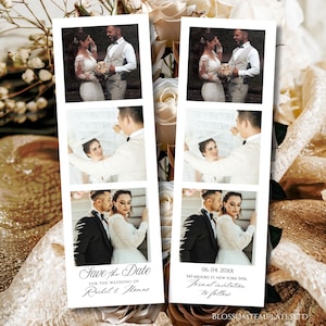 Photo Strip Save the Date Template, Photo Booth Save the Dates, Minimalist Save the Date Editable Template, Film Strip Unique Idea Download