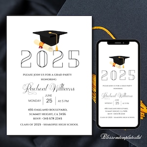 Graduation Party Invitation Template, Graduation Invitation Editable, high School Graduation, Graduation Party Invite 2025, Instant Download