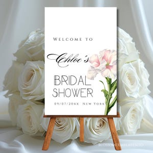 Bridal Shower Welcome Sign Template Blush and Pink Flower Roses Welcome Signage Floral Bridal Shower Poster Editable Blush Welcome Decor